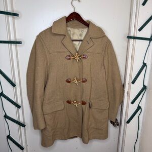 VTG 60s USA PENDLETON WOOL DUFFEL OVERCOAT CAR COAT ROCKABILLY BEIGE  Size 40